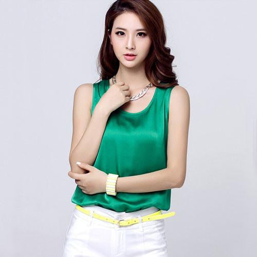 Silk Tops Bottoming Shirt Vest For Women Wide Straps Loose Emulation Silk Big Yard Cropped Shirt Vest Tops