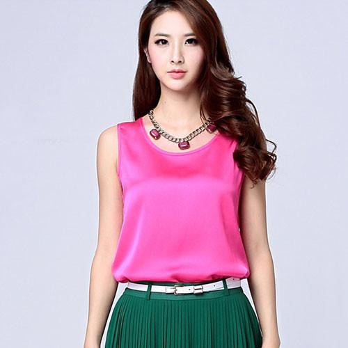 Silk Tops Bottoming Shirt Vest For Women Wide Straps Loose Emulation Silk Big Yard Cropped Shirt Vest Tops