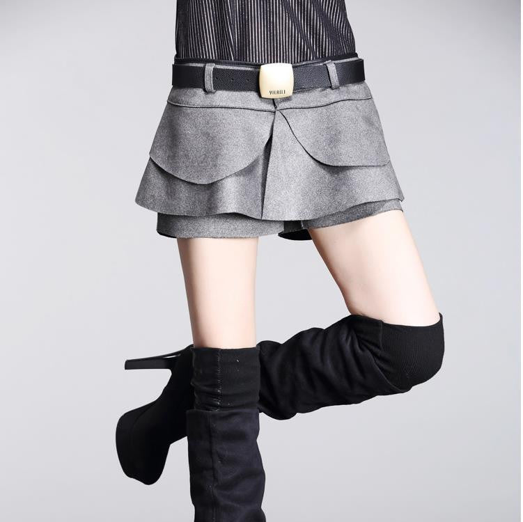 Online discount shop Australia - crochet shorts skirts high waist Pleated Solid Shorts Skirts Boots Shorts Suede