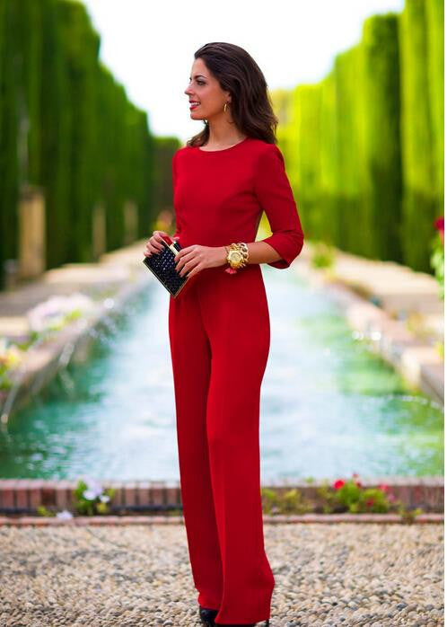 Online discount shop Australia - High Quality Long Jumpsuits Red Maxi bodysuit Overalls Backless Women Jumpsuits ladies  For Women