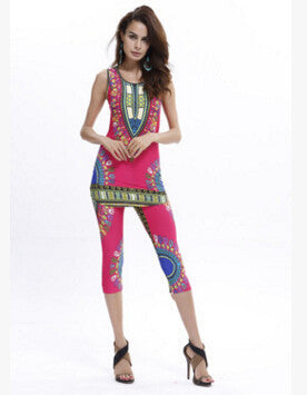 Online discount shop Australia - Mavodovama Dashiki dress Summer Women sexy Bohemian Robe Femme Africa Print Indian Style Two piece set roupas feminina