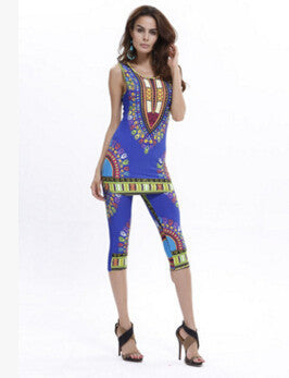 Online discount shop Australia - Mavodovama Dashiki dress Summer Women sexy Bohemian Robe Femme Africa Print Indian Style Two piece set roupas feminina