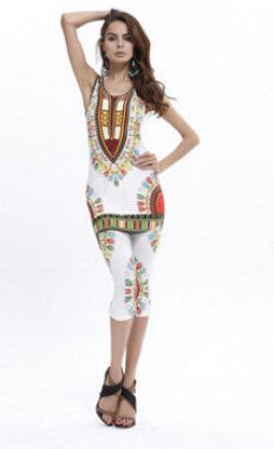 Online discount shop Australia - Mavodovama Dashiki dress Summer Women sexy Bohemian Robe Femme Africa Print Indian Style Two piece set roupas feminina