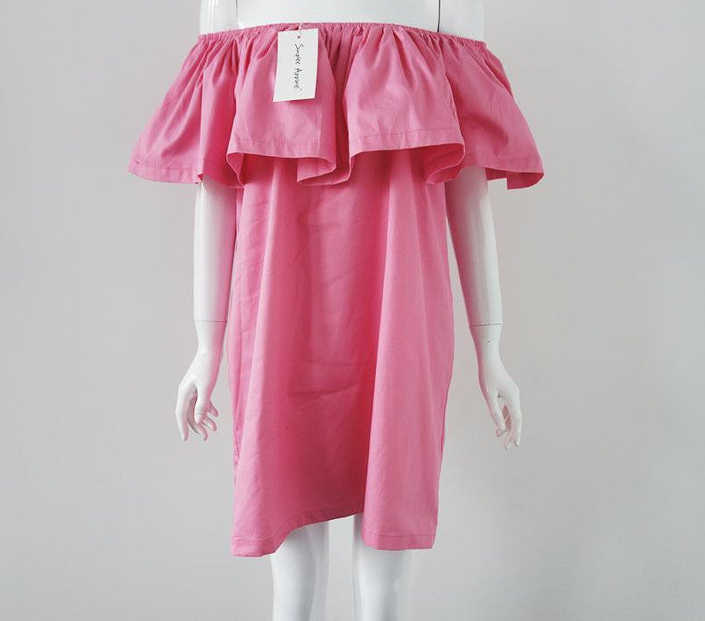 Online discount shop Australia - Elegant summer dress Sexy off shoulder casual dresses Ruffles slash neck cotton women dress Girls short party vestidos