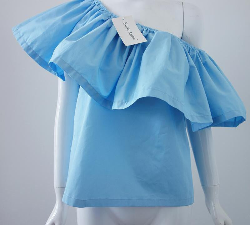 off shoulder women blouse shirt crop tops slash neck ruffle party tees Girls beach tube top