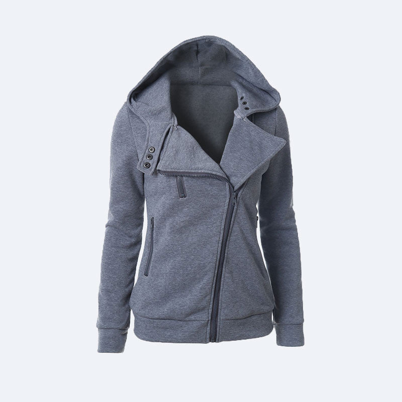 Online discount shop Australia - Flocking Bomber Jacket Women Solid Basic Hooded Cotton Coats Asymmetric Zippers Black Jacket Coats Z28