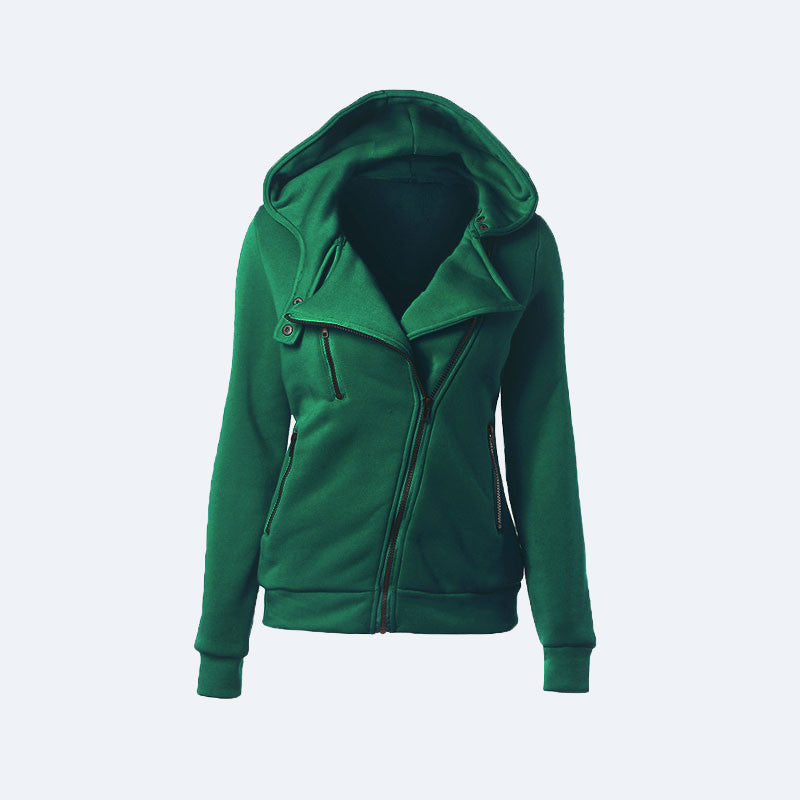 Online discount shop Australia - Flocking Bomber Jacket Women Solid Basic Hooded Cotton Coats Asymmetric Zippers Black Jacket Coats Z28