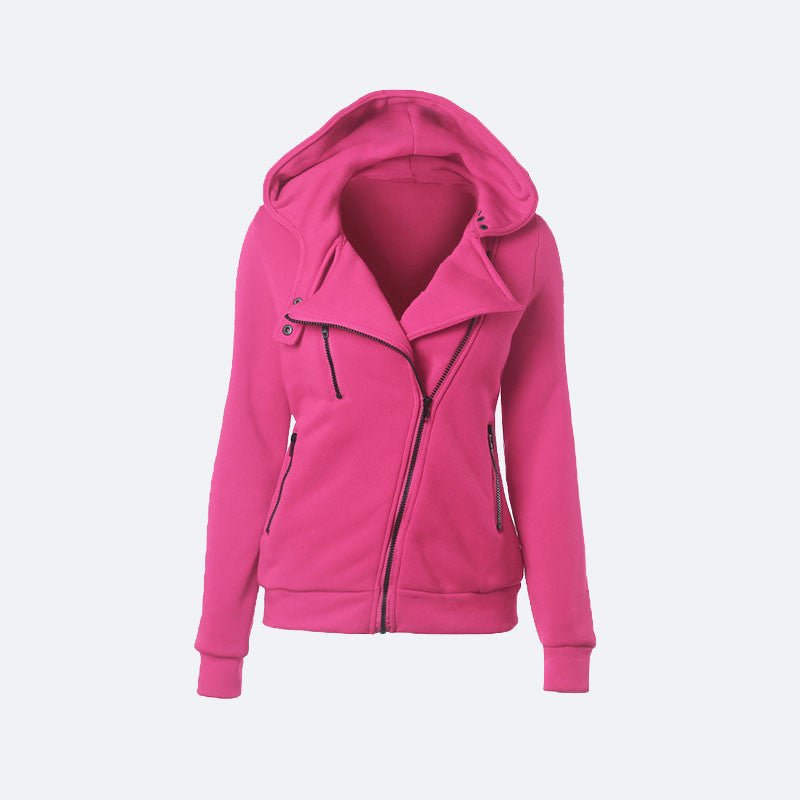 Online discount shop Australia - Flocking Bomber Jacket Women Solid Basic Hooded Cotton Coats Asymmetric Zippers Black Jacket Coats Z28