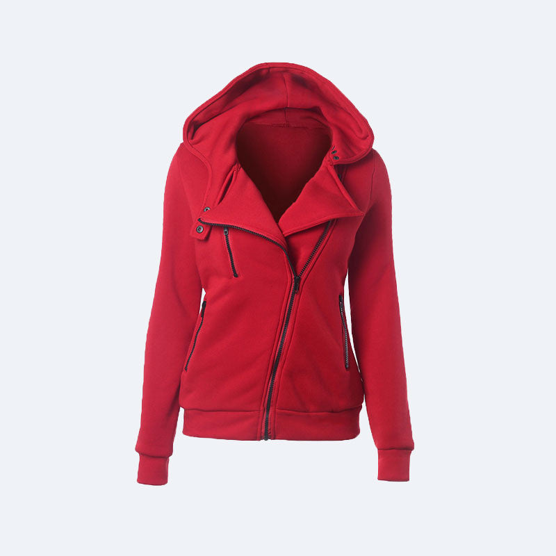 Online discount shop Australia - Flocking Bomber Jacket Women Solid Basic Hooded Cotton Coats Asymmetric Zippers Black Jacket Coats Z28