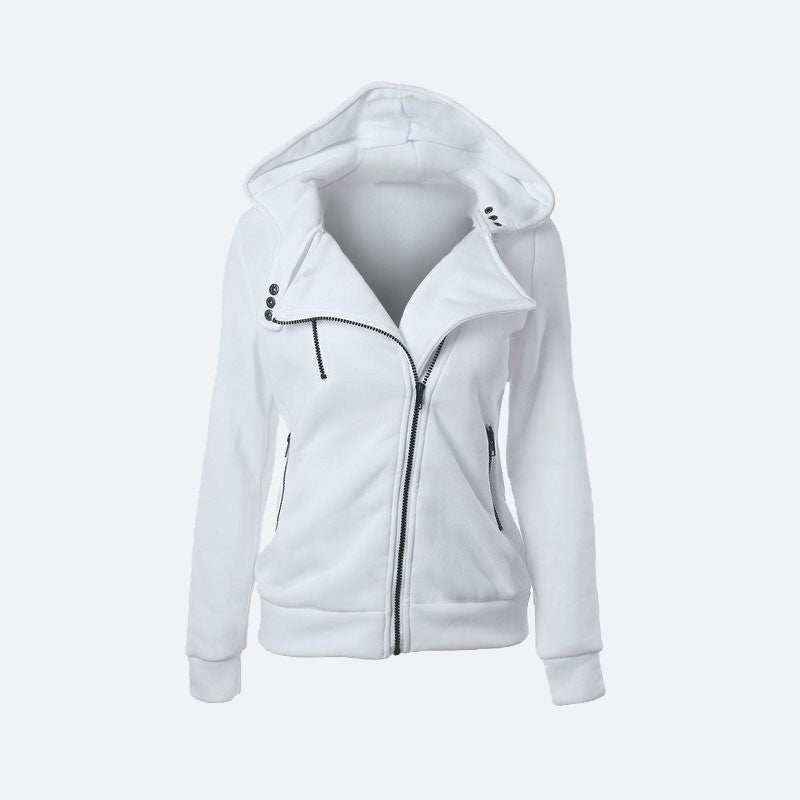 Online discount shop Australia - Flocking Bomber Jacket Women Solid Basic Hooded Cotton Coats Asymmetric Zippers Black Jacket Coats Z28