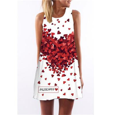 Summer Cartoon Print Dress Hippie Women Beach Dress Fashion Female Plus Size Women Clothing Mini Dress
