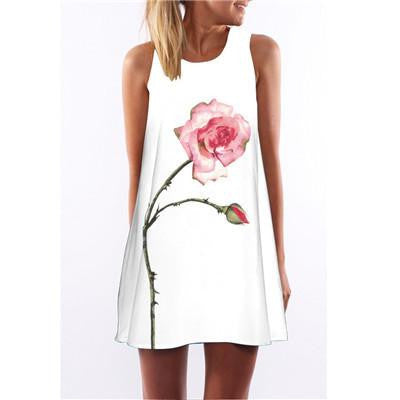 Summer Cartoon Print Dress Hippie Women Beach Dress Fashion Female Plus Size Women Clothing Mini Dress