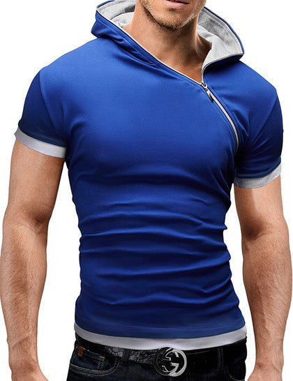 New Men's Tops Tees Summer Cotton O Neck Short Sleeve T Shirt Men Fashion Solid Hooded Slim T Shirts Mens - CelebritystyleFashion.com.au online clothing shop australia