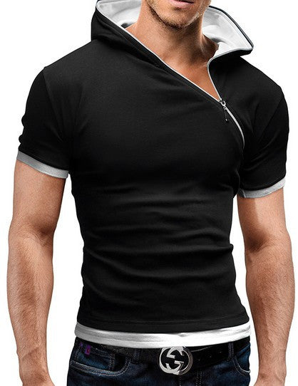 New Men's Tops Tees Summer Cotton O Neck Short Sleeve T Shirt Men Fashion Solid Hooded Slim T Shirts Mens - CelebritystyleFashion.com.au online clothing shop australia
