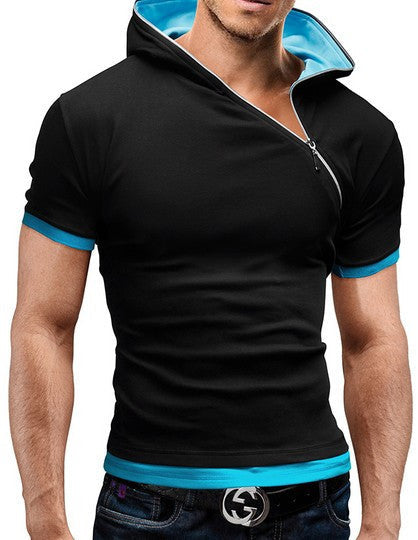 New Men's Tops Tees Summer Cotton O Neck Short Sleeve T Shirt Men Fashion Solid Hooded Slim T Shirts Mens - CelebritystyleFashion.com.au online clothing shop australia