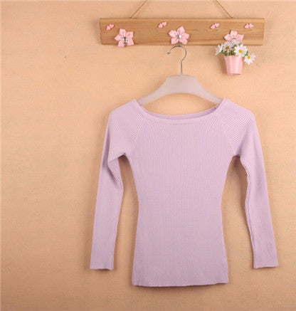and Women Basic Pullover Sweaters female slit neckline Strapless Sweater thickening sweater top thread slim