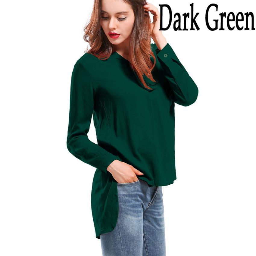 Women Blouses Long sleeve Shirts Solid V-neck Cotton Vintage Shirt Wild Casual Streetwear Loose Tops Women Plus Size Blouse