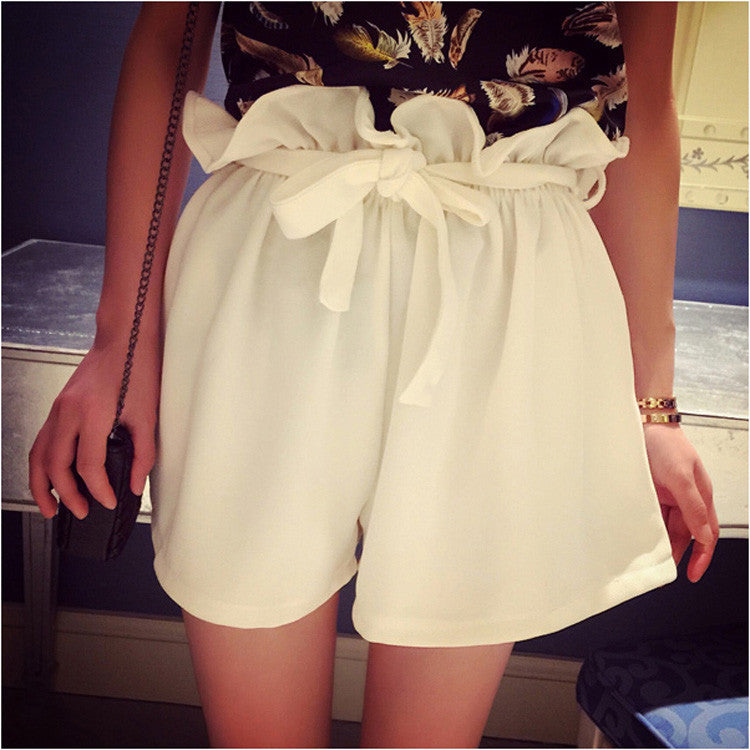 Online discount shop Australia - Fashion Women High Waist Elastic Loose Shorts With Belt Black Khaki White Brand shorts