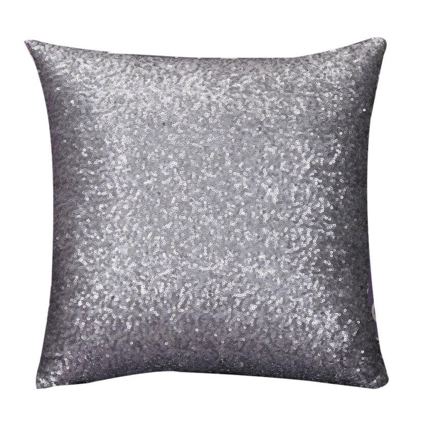 Super Deal Solid Color Glitter Sequins Throw Pillow Case Cafe Home Covers coussin throw pillow XT