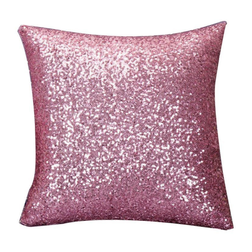 Super Deal Solid Color Glitter Sequins Throw Pillow Case Cafe Home Covers coussin throw pillow XT