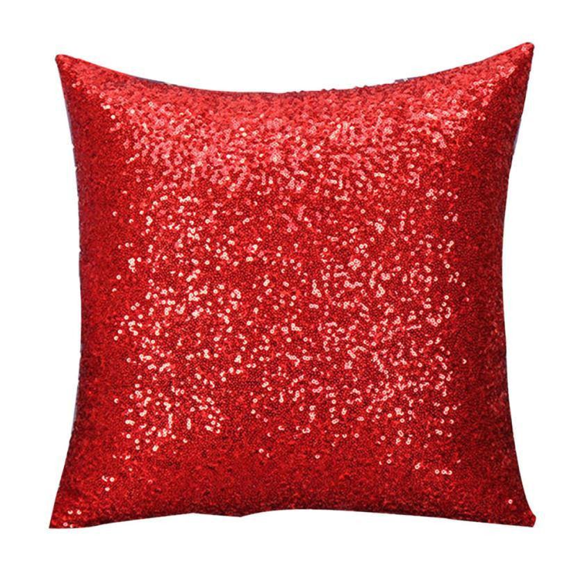 Super Deal Solid Color Glitter Sequins Throw Pillow Case Cafe Home Covers coussin throw pillow XT