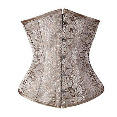 Underbust Waist Training Bone Floral Shaper Lace-up Zipper Corset Girdle Trainer