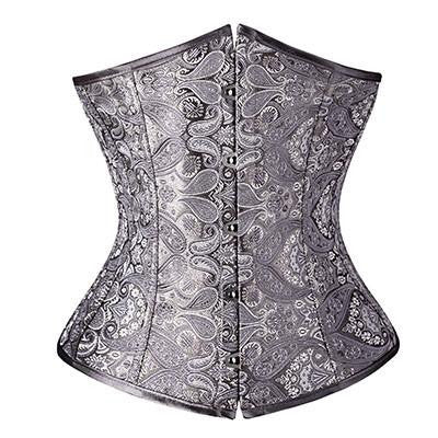 Underbust Waist Training Bone Floral Shaper Lace-up Zipper Corset Girdle Trainer