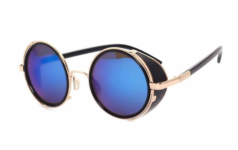 Steampunk Sunglasses Women Round Glasses Goggles Men Side Visor Circle Lens Unisex Vintage Retro Style Punk