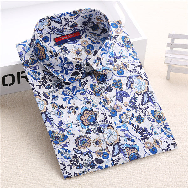 Online discount shop Australia - Floral Women Shirts Long Sleeve Shirt Women Tops Cotton Turn-down Collar Casual Blouse Womens Tops
