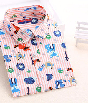 Online discount shop Australia - Floral Women Shirts Long Sleeve Shirt Women Tops Cotton Turn-down Collar Casual Blouse Womens Tops