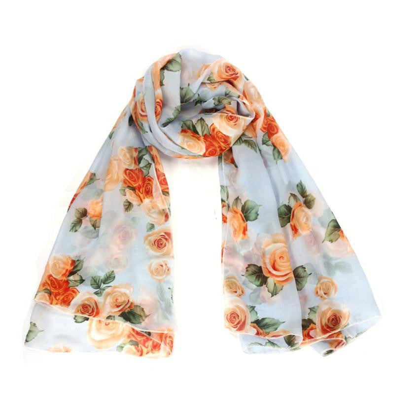 Rose Scarf Womens Fashion Voile Long Stole Scarves Shawl Scarf Ladies