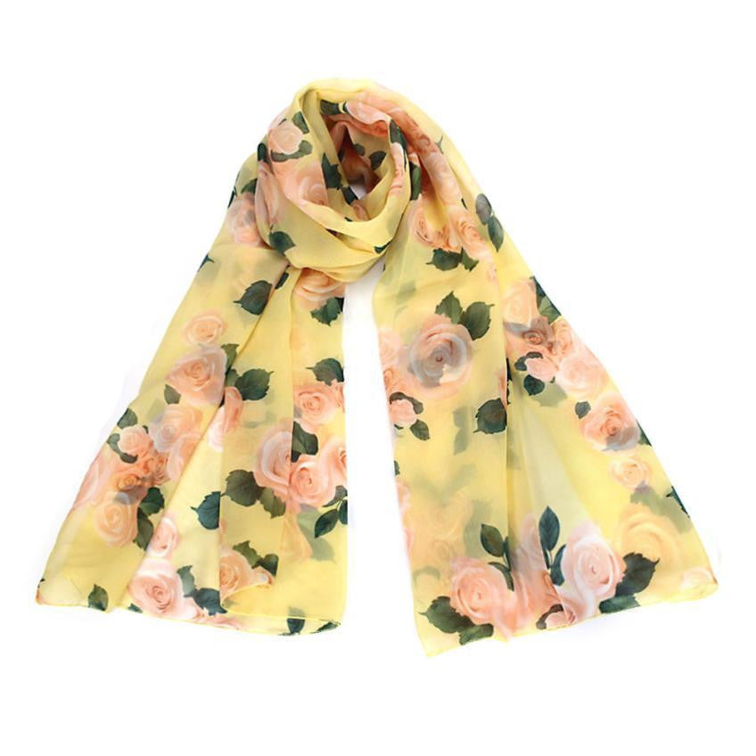 Rose Scarf Womens Fashion Voile Long Stole Scarves Shawl Scarf Ladies