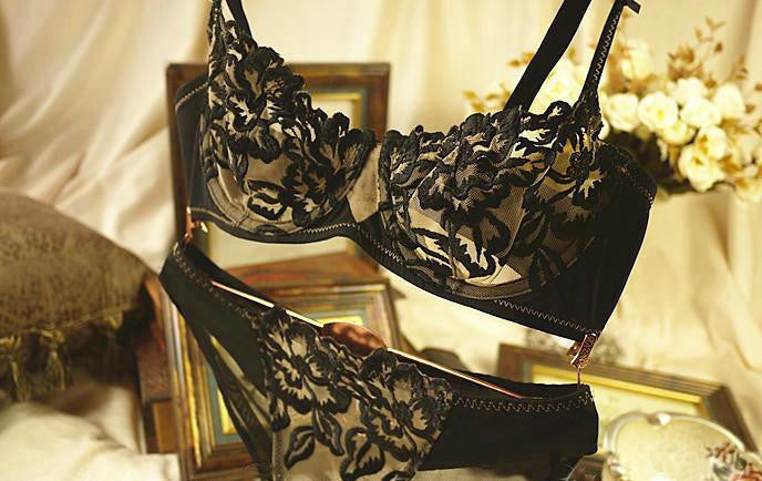 Online discount shop Australia - Bra brief sets sexy bra sets Ultrathin and transparent sexy lace embroidery underwear sets women lace brassiere lingerie set