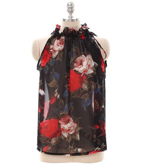 Women's strapless floral lace blouse sexy chiffon blouse Sleeveless loose shirt