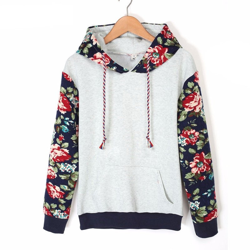 Autumn Winter Women Casual Thick Warm Floral Printed Hoodies Sweatshirts Long Sleeve Hooded Long Coat Jackets - CelebritystyleFashion.com.au online clothing shop australia