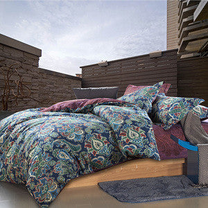 Online discount shop Australia - bohemian style sheets sets linens multicolor abstract flowers cotton bedspread Queen Double size quilt cover set bedding sets