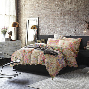 Online discount shop Australia - bohemian style sheets sets linens multicolor abstract flowers cotton bedspread Queen Double size quilt cover set bedding sets
