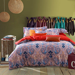 Online discount shop Australia - bohemian style sheets sets linens multicolor abstract flowers cotton bedspread Queen Double size quilt cover set bedding sets