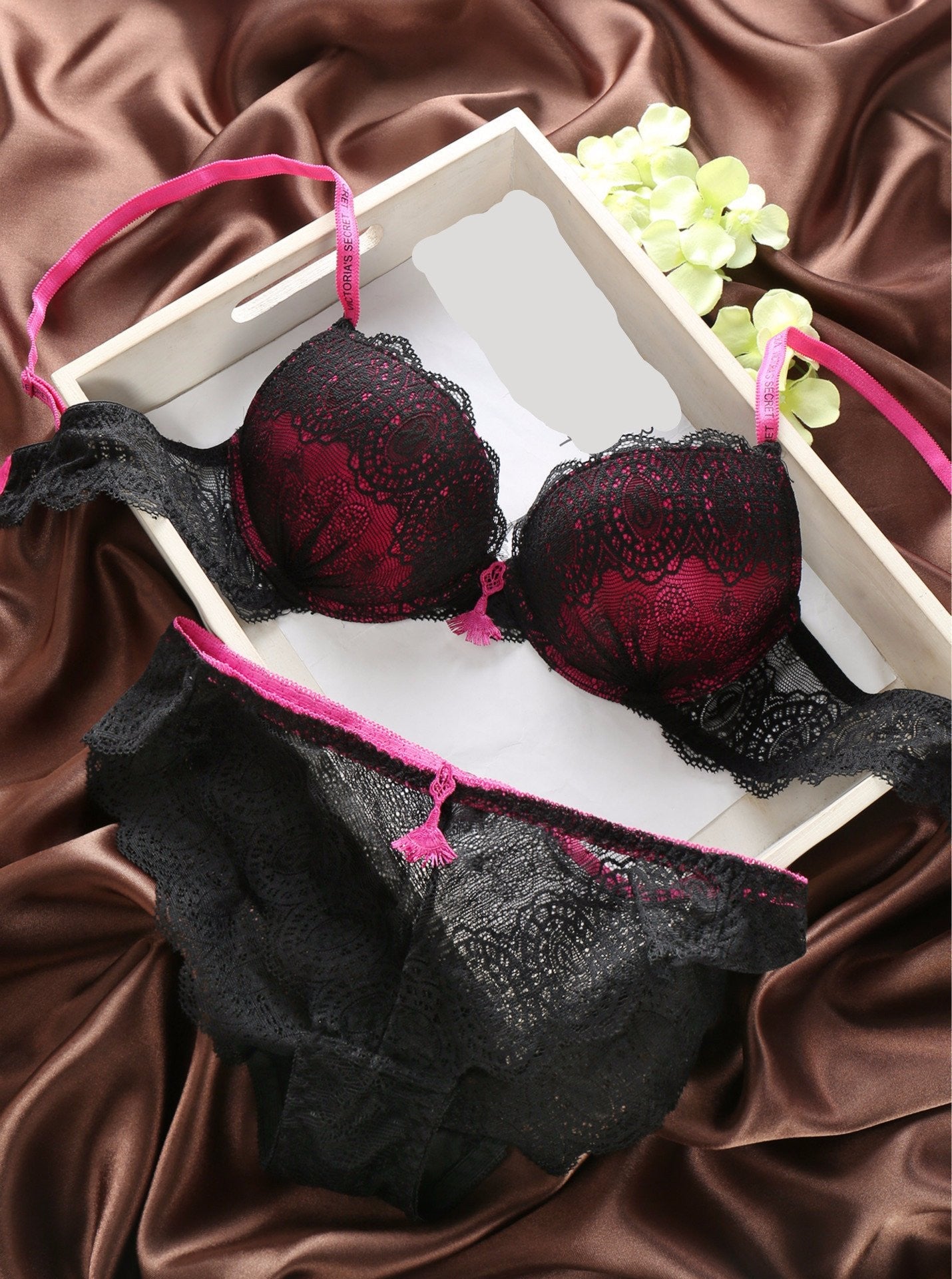 Underwear Women Bra Set Vs Victoria Lingerie Set Luxurious Vintage Lace Embroidery Push Up Bra And Panty Set France Bras