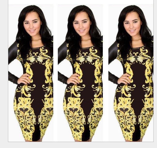 Online discount shop Australia - Dress Retro Chains Printed Vestidos Celebrity Brand Sexy Club Bandage Party Dress