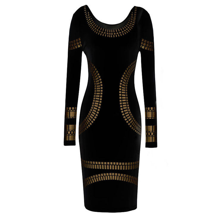 Online discount shop Australia - New Arrival Autumn and Winter Warm Cotton Pencil Dress Round Neck Long-sleeved Mini Dress Women's Sexy Slim Dress