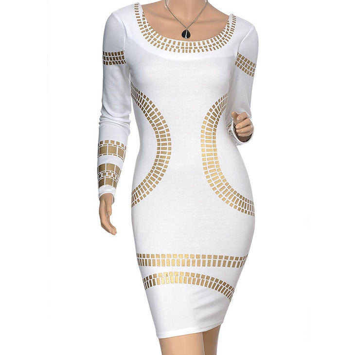 Online discount shop Australia - New Arrival Autumn and Winter Warm Cotton Pencil Dress Round Neck Long-sleeved Mini Dress Women's Sexy Slim Dress