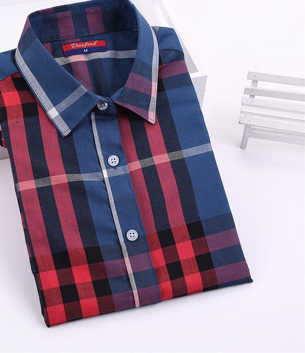 Online discount shop Australia - Cotton Plaid Shirts Women Blouses Long Sleeve Ladies Office Tops Flannel Shirt Plus Size Clothing For Women