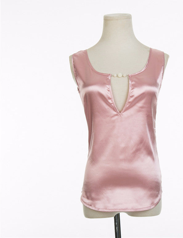 Online discount shop Australia - Blouses Sexy Beading V Collar Women Top Tees Crochet Solid Shoulder Sleeveless Loose Female Shirts S M L XL XXL XXXL