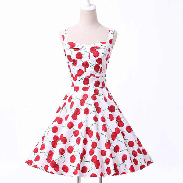 Online discount shop Australia - Ladies Cotton Rockabilly Womens Summer style Dresses pin up Retro Vintage 50s Audrey Hepburn Swing print Casual clothing