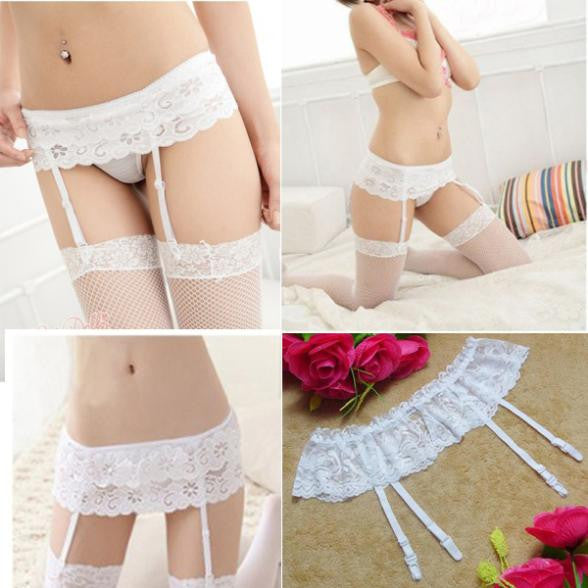 Online discount shop Australia - 4 Colors Women's Lace Dual Layer Suspender G-String Hold Stocking Garter Belts