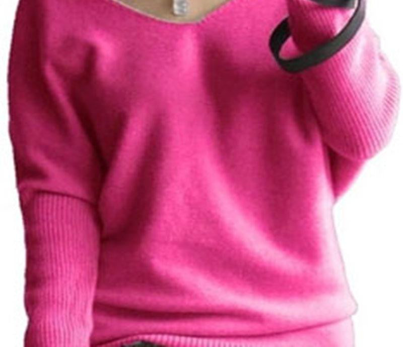 autumn winter 100 cashmere sweater women fashion sexy v-neck sweater loose long sleeve solid 100% wool sweater - CelebritystyleFashion.com.au online clothing shop australia