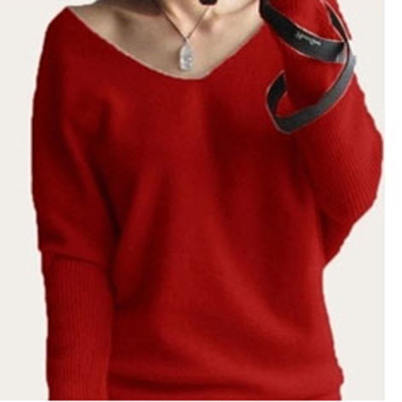 autumn winter 100 cashmere sweater women fashion sexy v-neck sweater loose long sleeve solid 100% wool sweater - CelebritystyleFashion.com.au online clothing shop australia