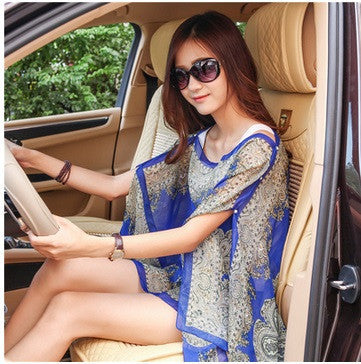 Online discount shop Australia - chiffon printed loose cardigan shawl female thin beach Scarves kimono scarf cardigan Chiffon sexy Bikini cover up