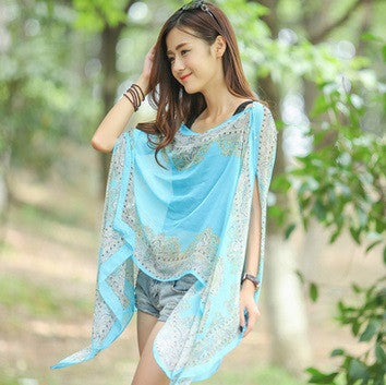 Online discount shop Australia - chiffon printed loose cardigan shawl female thin beach Scarves kimono scarf cardigan Chiffon sexy Bikini cover up